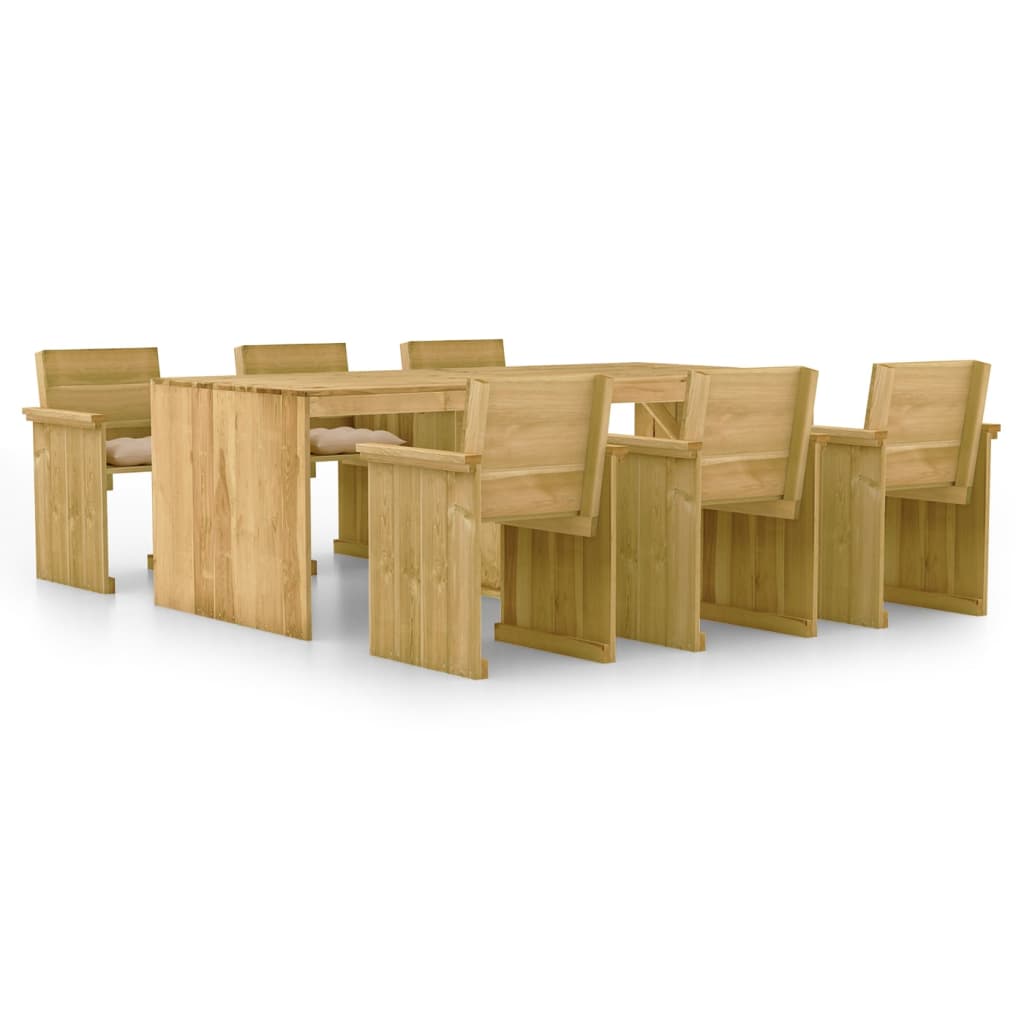vidaXL Set mobilier de exterior, 7 piese, lemn de pin tratat