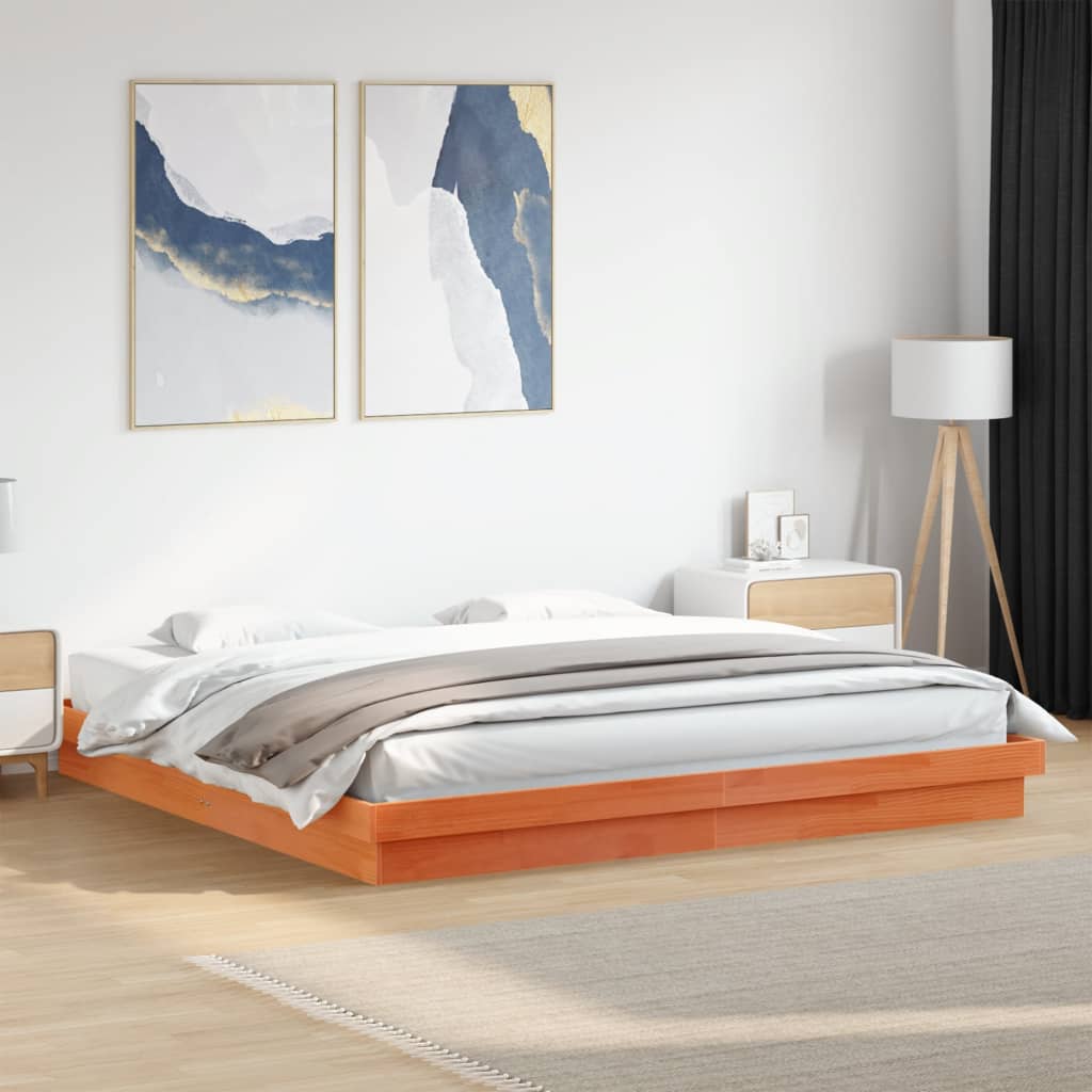 vidaXL Cadru de pat cu LED, maro ceruit, 180x200 cm, lemn masiv de pin
