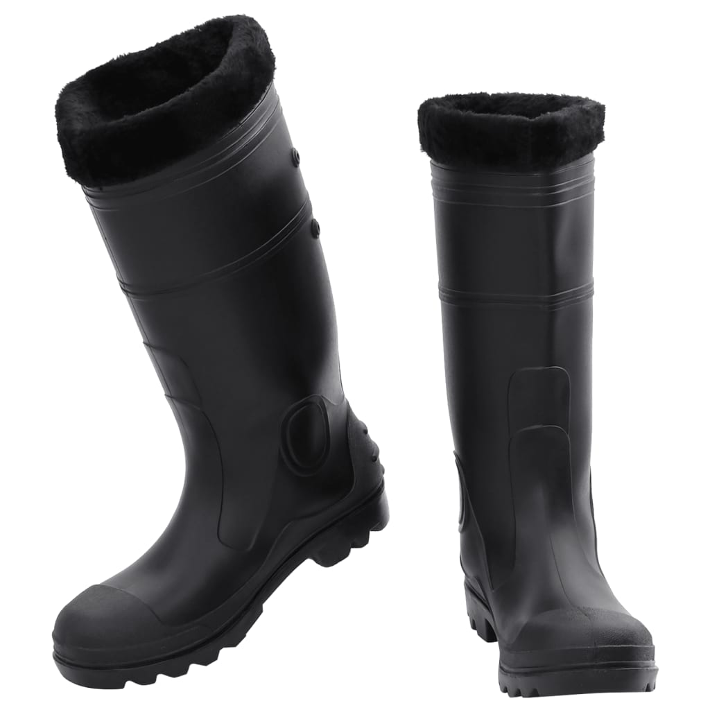 vidaXL Cizme de ploaie cu șosete detașabile, negru, mărime 41, PVC
