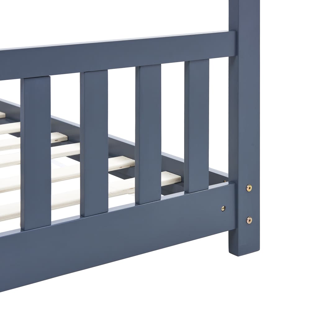 vidaXL Cadru de pat de copii, gri, 80 x 160 cm, lemn masiv de pin