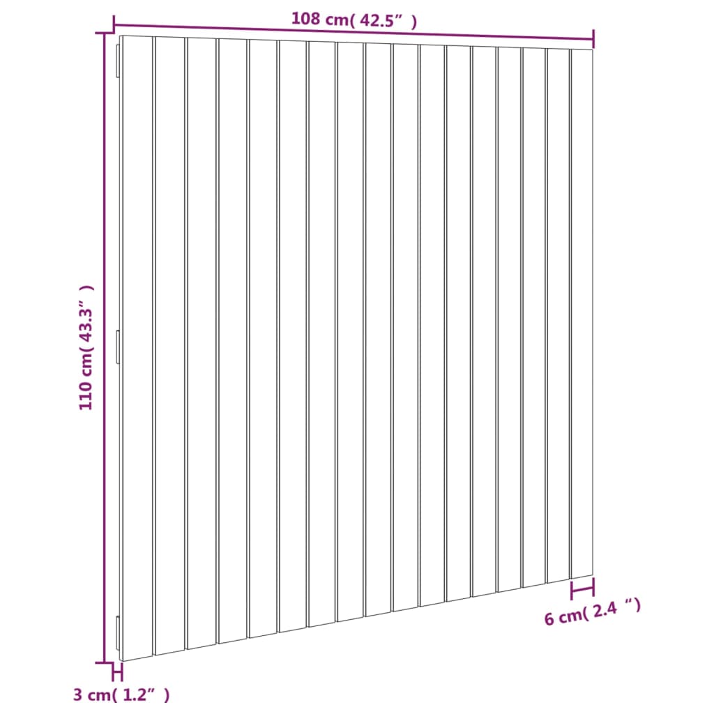 vidaXL Tăblie de pat pentru perete, negru, 108x3x110 cm lemn masiv pin