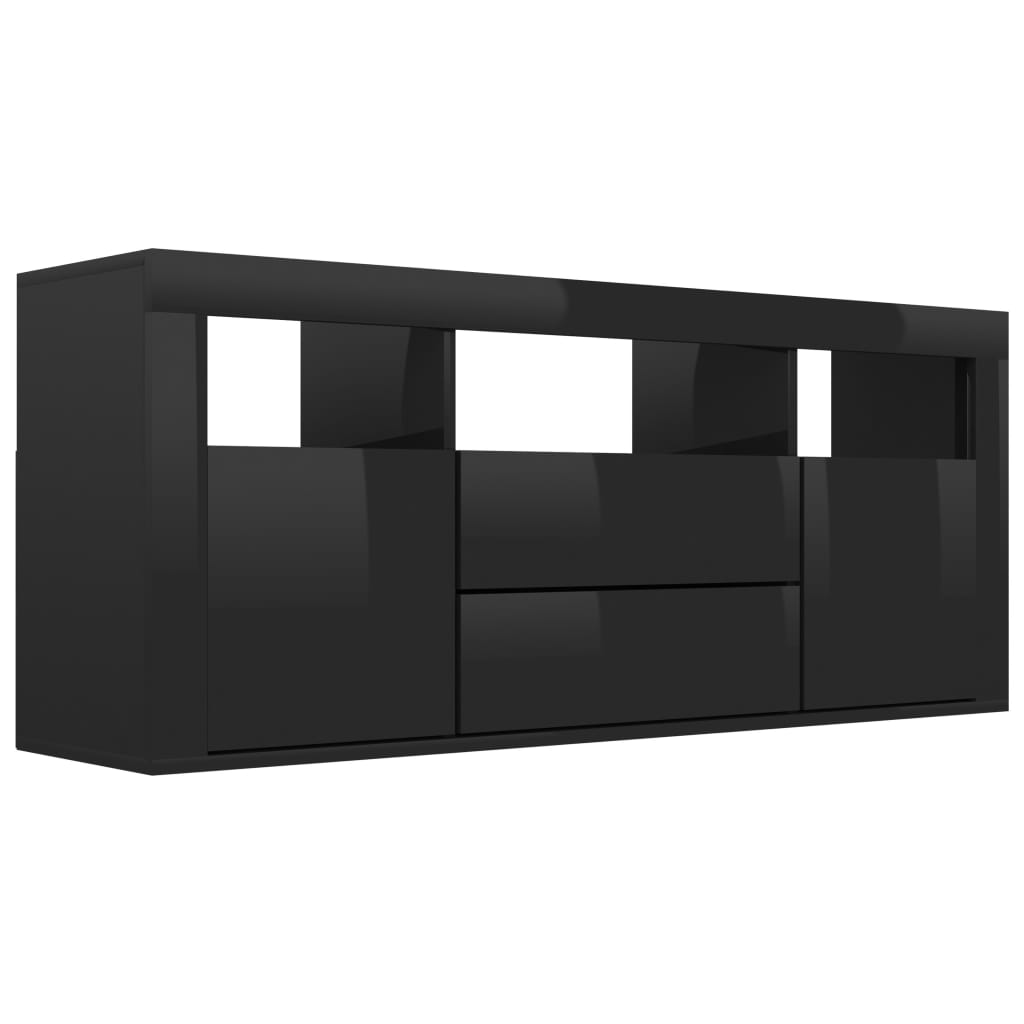 vidaXL Comodă TV, negru extralucios, 120 x 30 x 50 cm, PAL