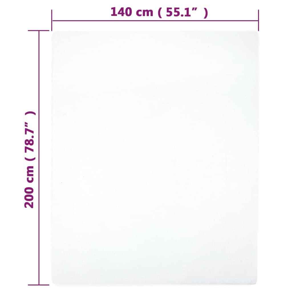 vidaXL Cearșaf de pat cu elastic, 2 buc, alb, 140x200 cm, bumbac
