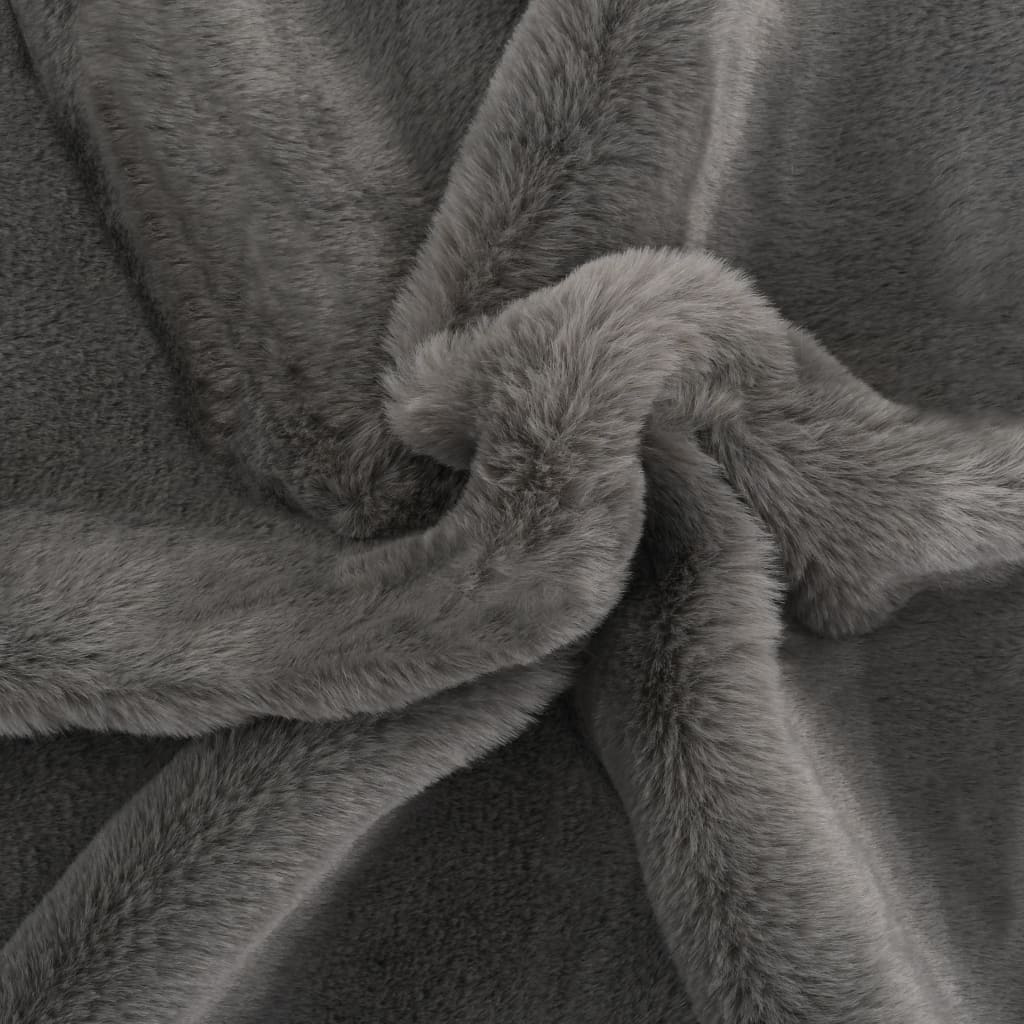 vidaXL Pătură, gri închis, 110x150 cm, blană ecologică de iepure