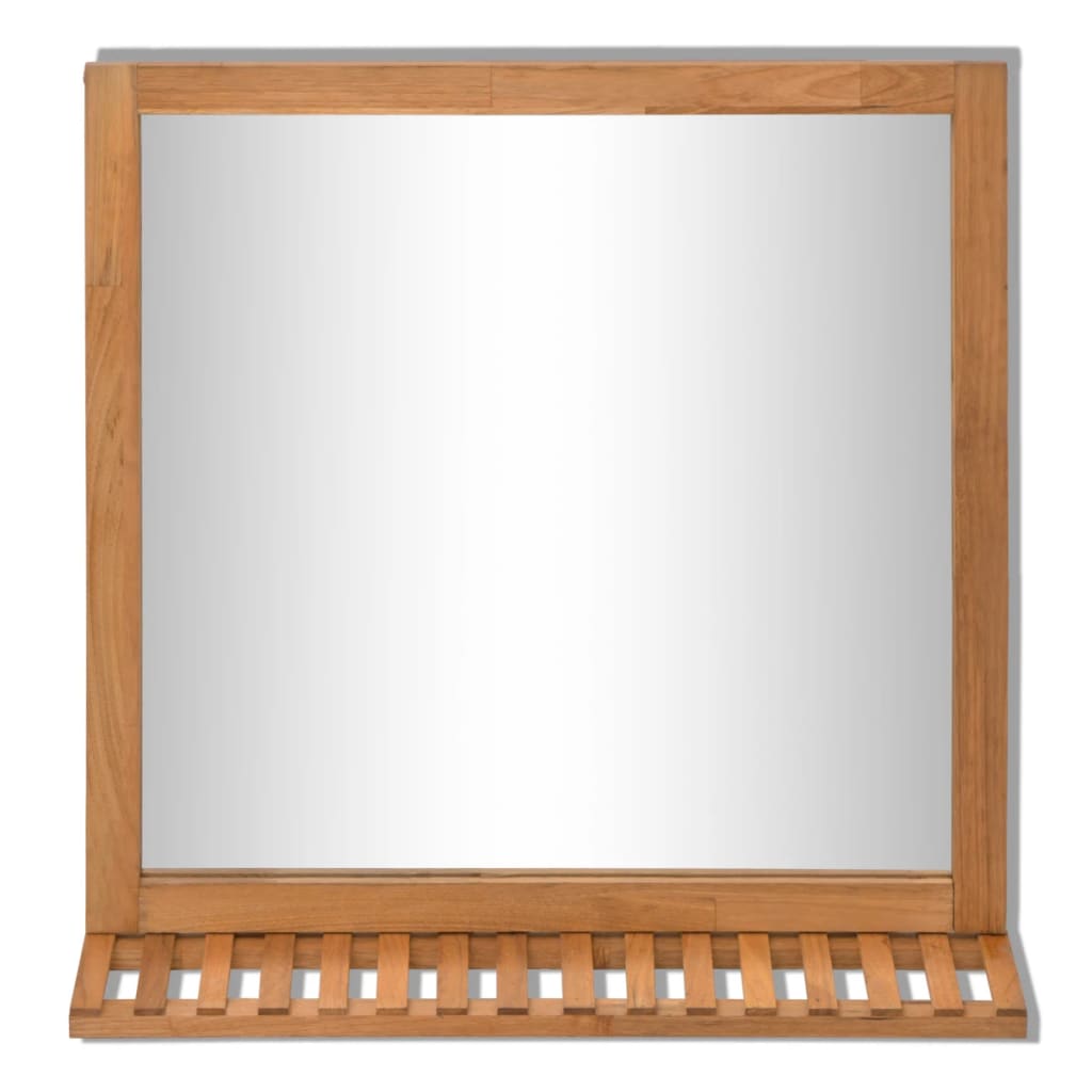 vidaXL Oglindă de baie cu raft din lemn de nuc solid 60 x 63 cm