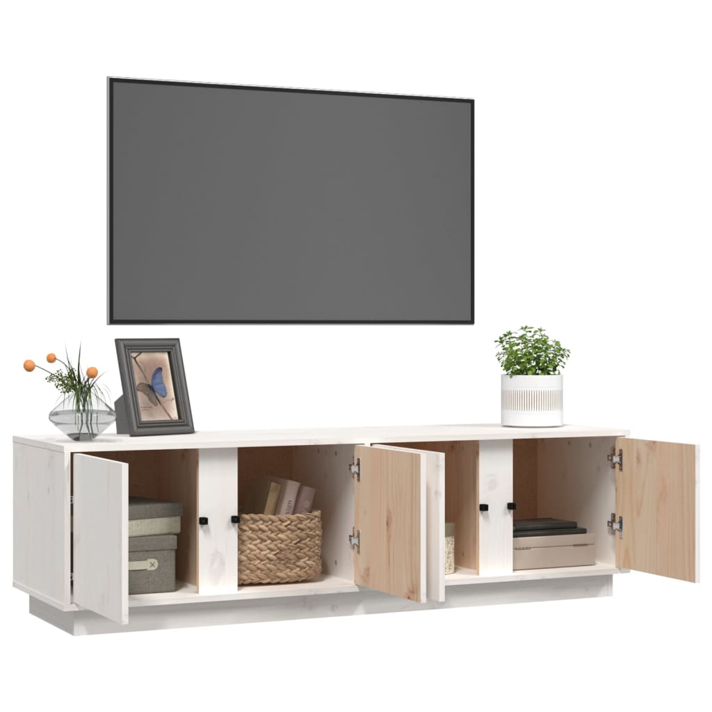 vidaXL Comodă TV, alb, 140x40x40 cm, lemn masiv de pin