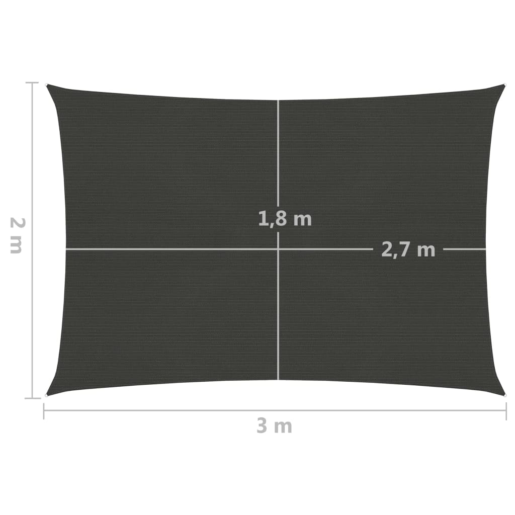 vidaXL Pânză parasolar, antracit, 2 x 3 m, HDPE, 160 g/m²