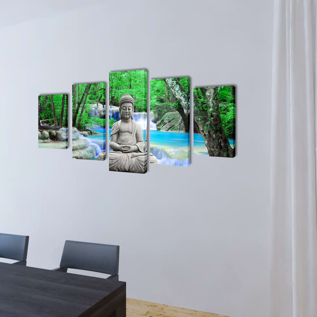 Set de tablouri, imprimeu Buddha, 200 x 100 cm
