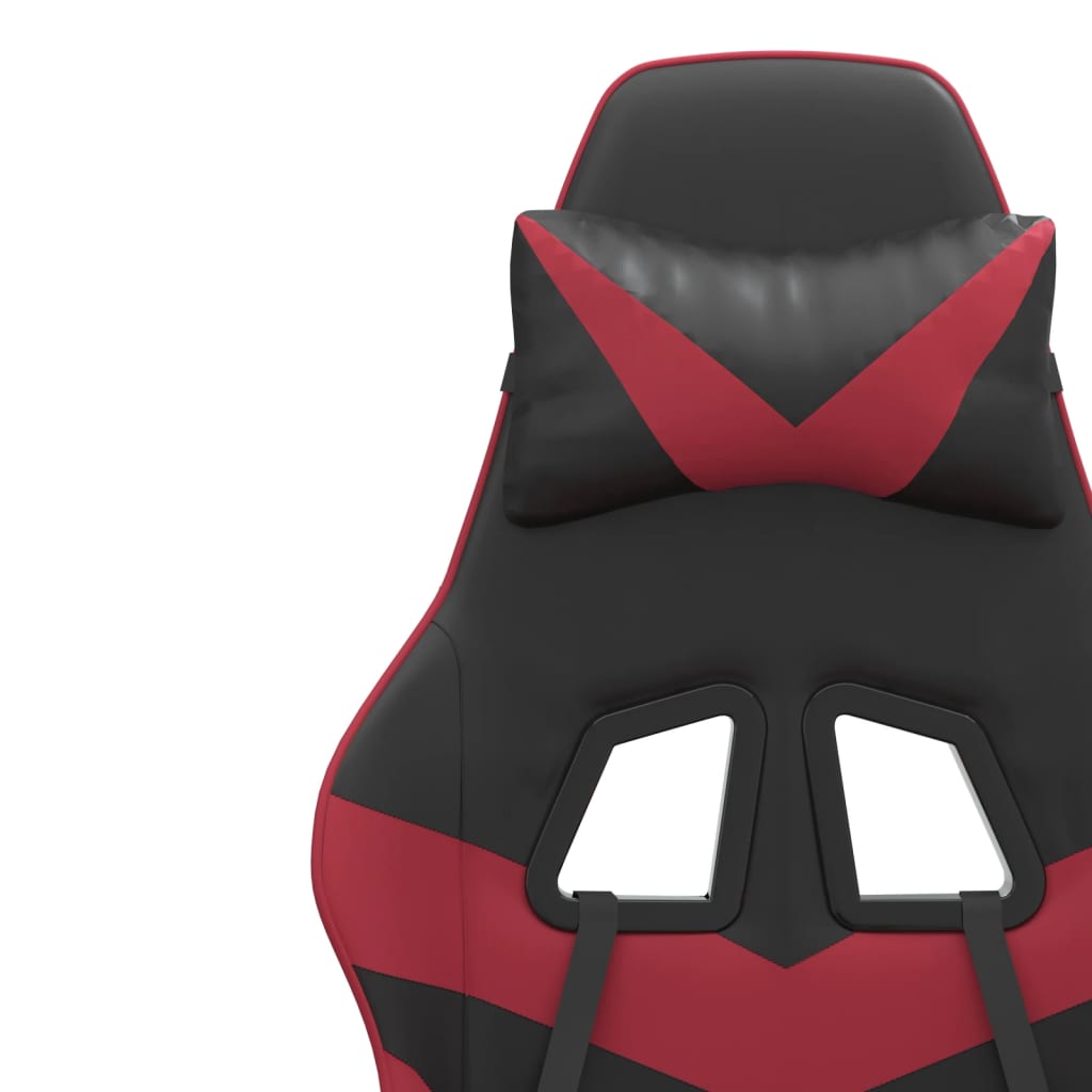 vidaXL Scaun de gaming cu suport picioare, negru/roșu vin, piele eco