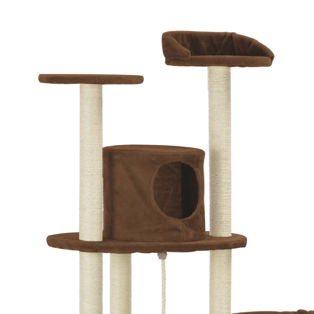 vidaXL Ansamblu pentru pisici cu stâlpi din funie sisal, maro, 160 cm