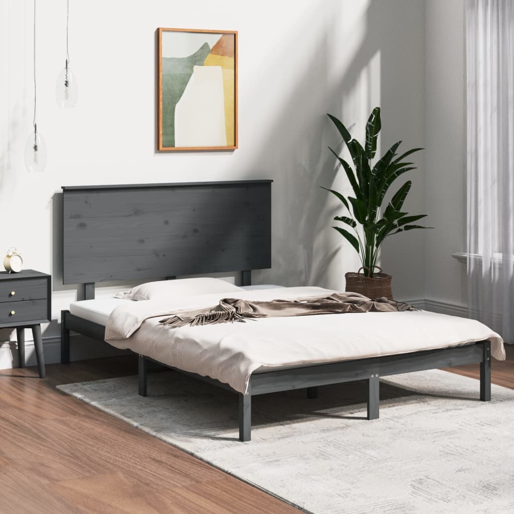 vidaXL Cadru de pat, gri, 120x200 cm, lemn masiv de pin