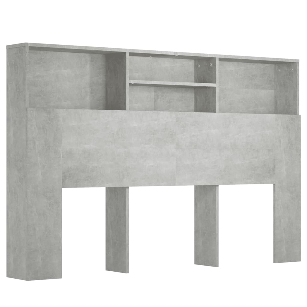 vidaXL Tăblie de pat cu dulap, gri beton, 160x19x103,5 cm