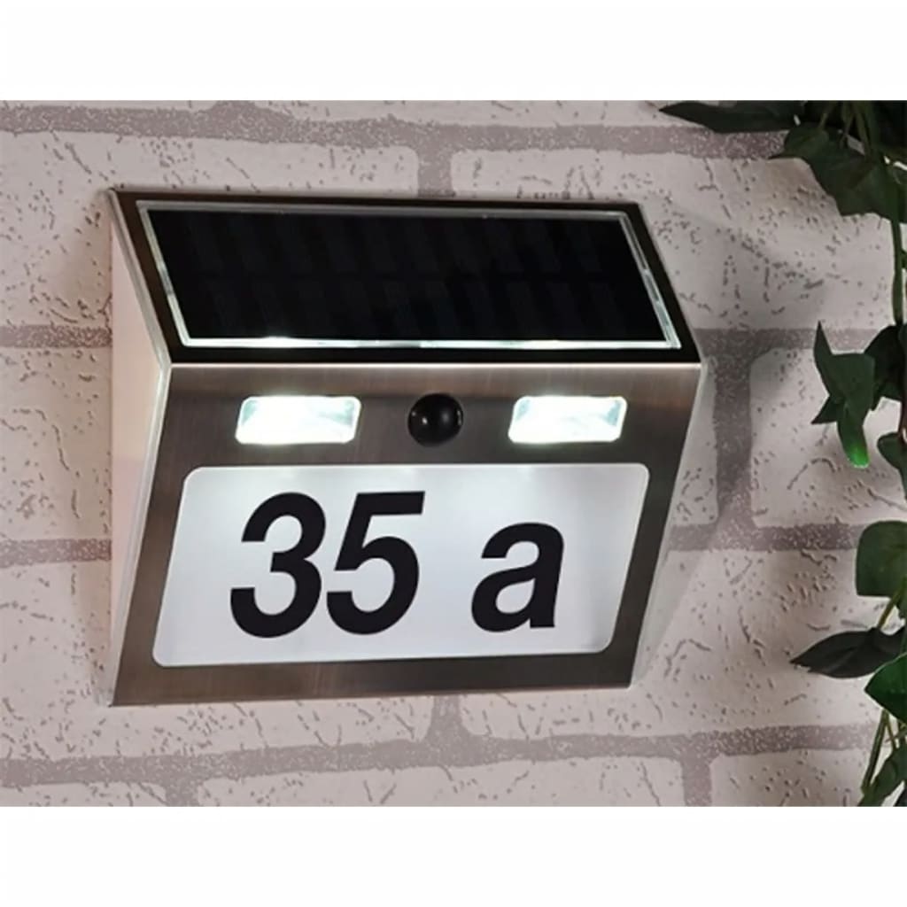 HI LED Număr de casă iluminat solar, argintiu