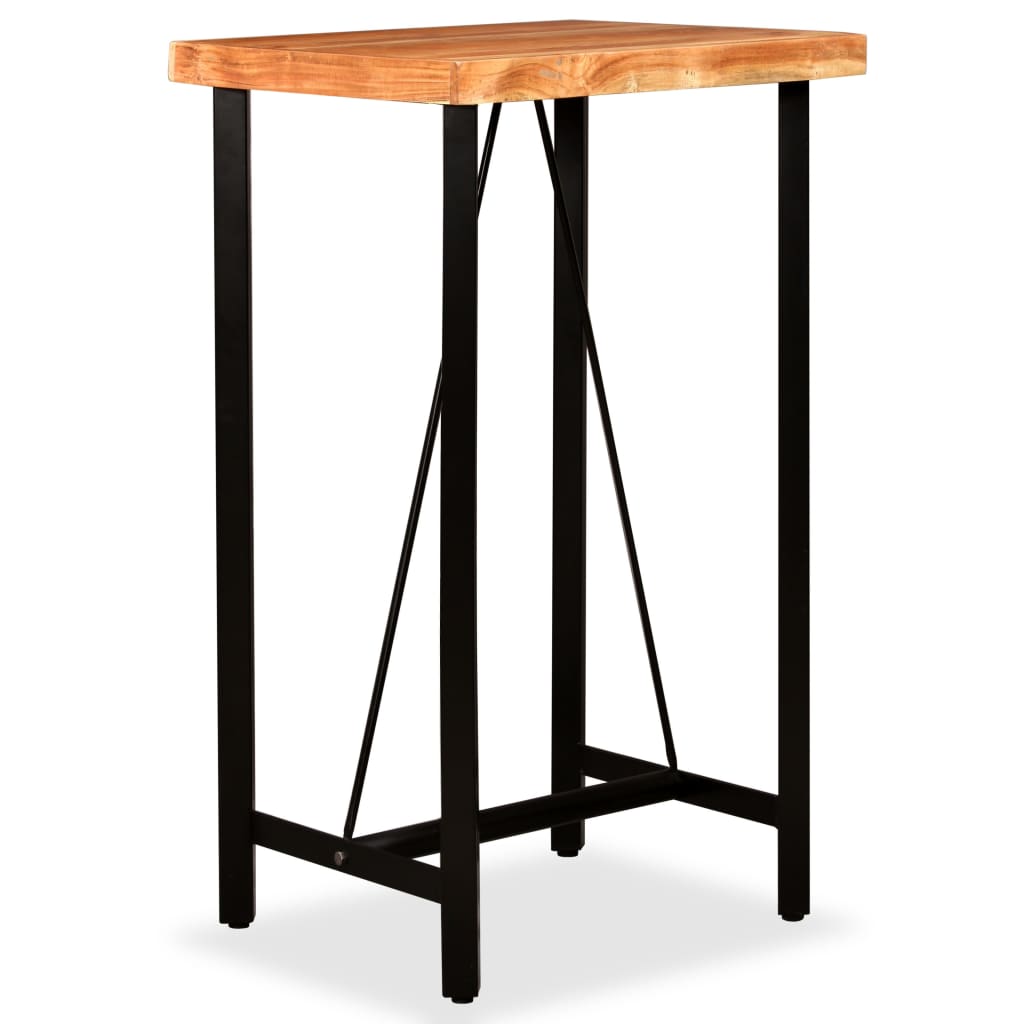 vidaXL Set mobilier bar 3 piese lemn masiv de acacia & piele naturală