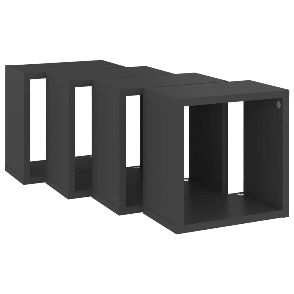 vidaXL Rafturi de perete cub, 4 buc., gri, 26x15x26 cm
