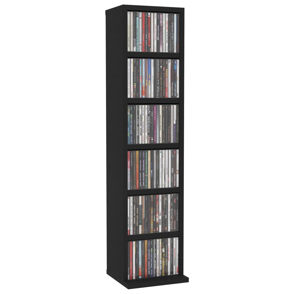 vidaXL Dulap CD-uri, negru, 21x20x88 cm, lemn compozit