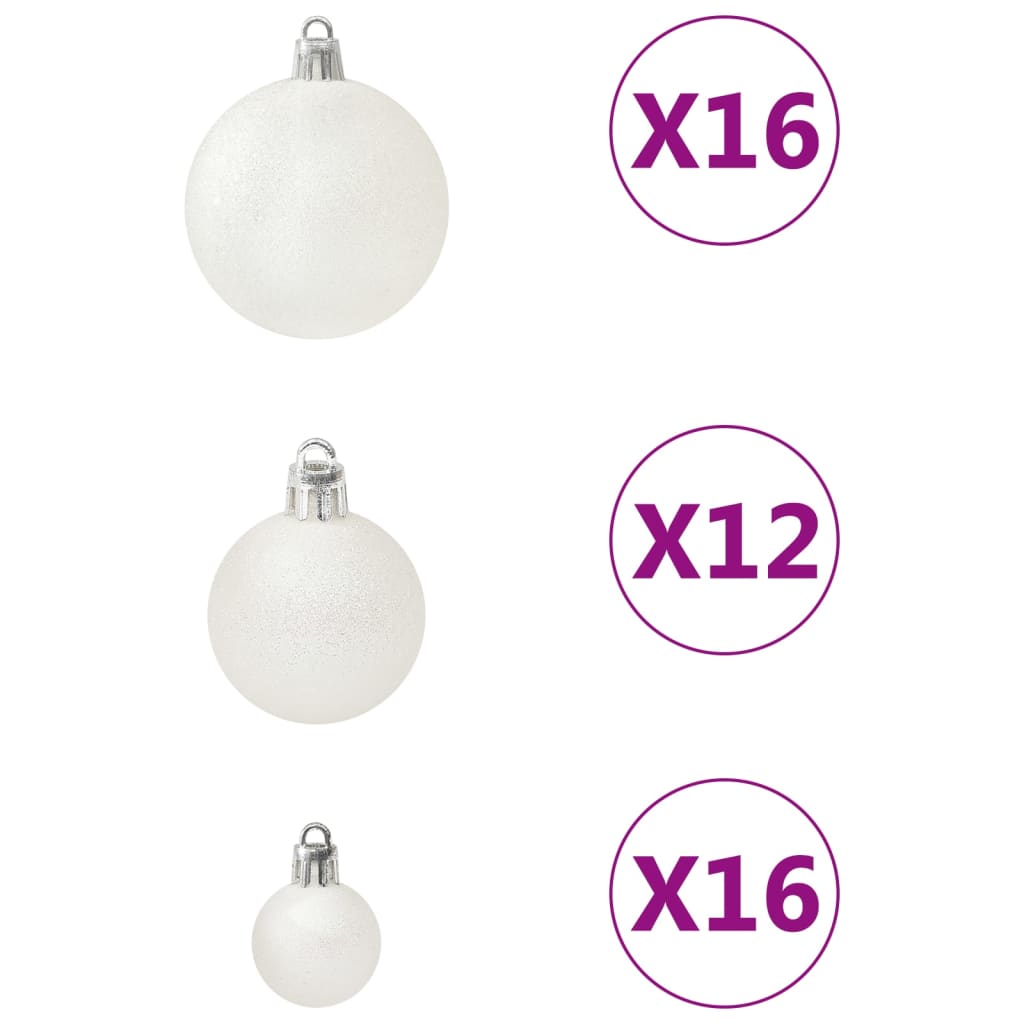 vidaXL Set globuri de Crăciun, 100 piese, alb