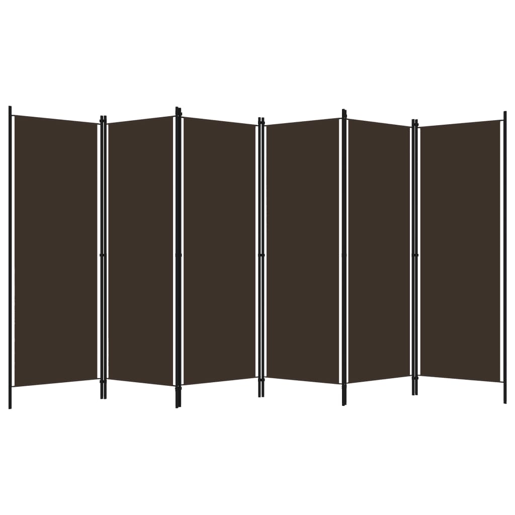 vidaXL Paravan de cameră cu 6 panouri, maro, 300 x 180 cm