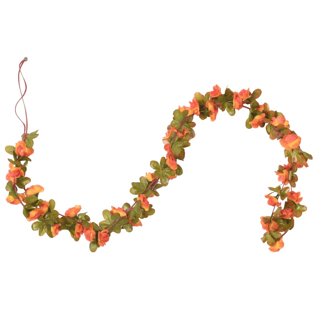 vidaXL Ghirlande de flori artificiale, 6 buc., portocaliu, 250 cm