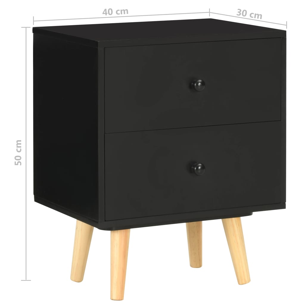 vidaXL Noptiere, 2 buc., negru, 40 x 30 x 50 cm, lemn masiv de pin