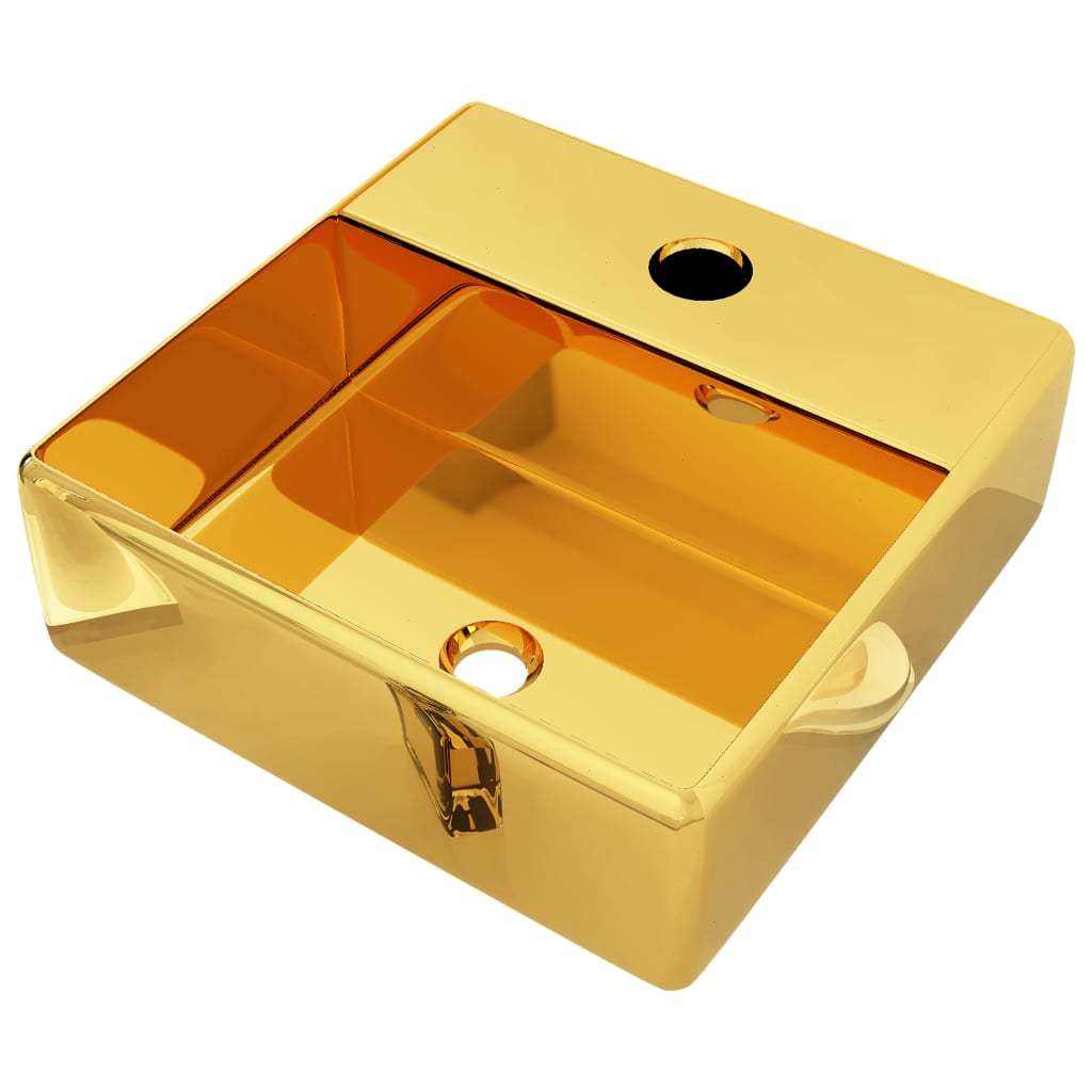 vidaXL Chiuvetă cu orificiu de robinet, auriu, 38x30x11,5 cm, ceramică