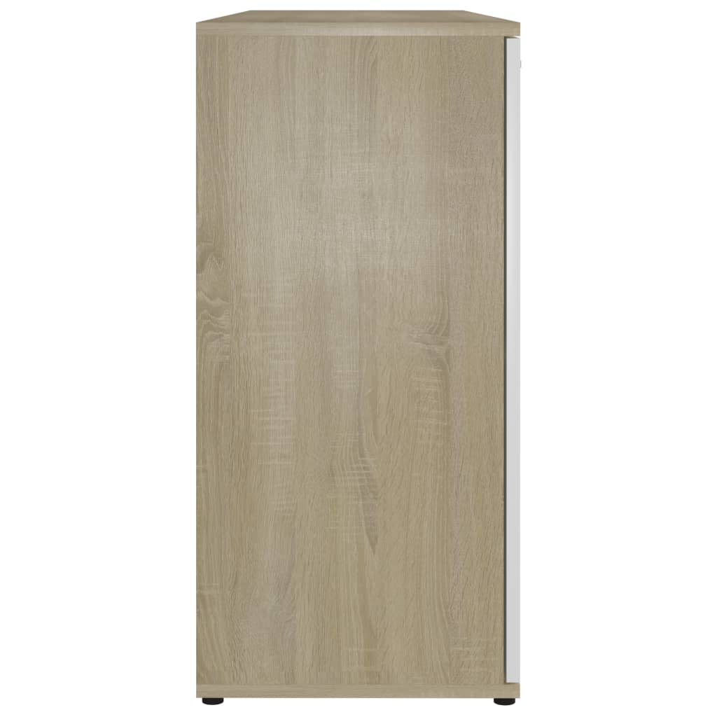 vidaXL Servantă, alb și stejar Sonoma, 120 x 35,5 x 75 cm, PAL
