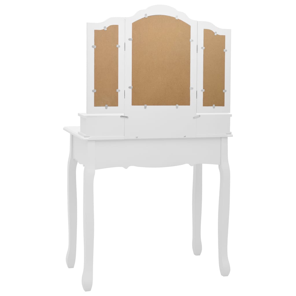 vidaXL Set masă de toaletă cu taburet alb 80x69x141 cm lemn paulownia