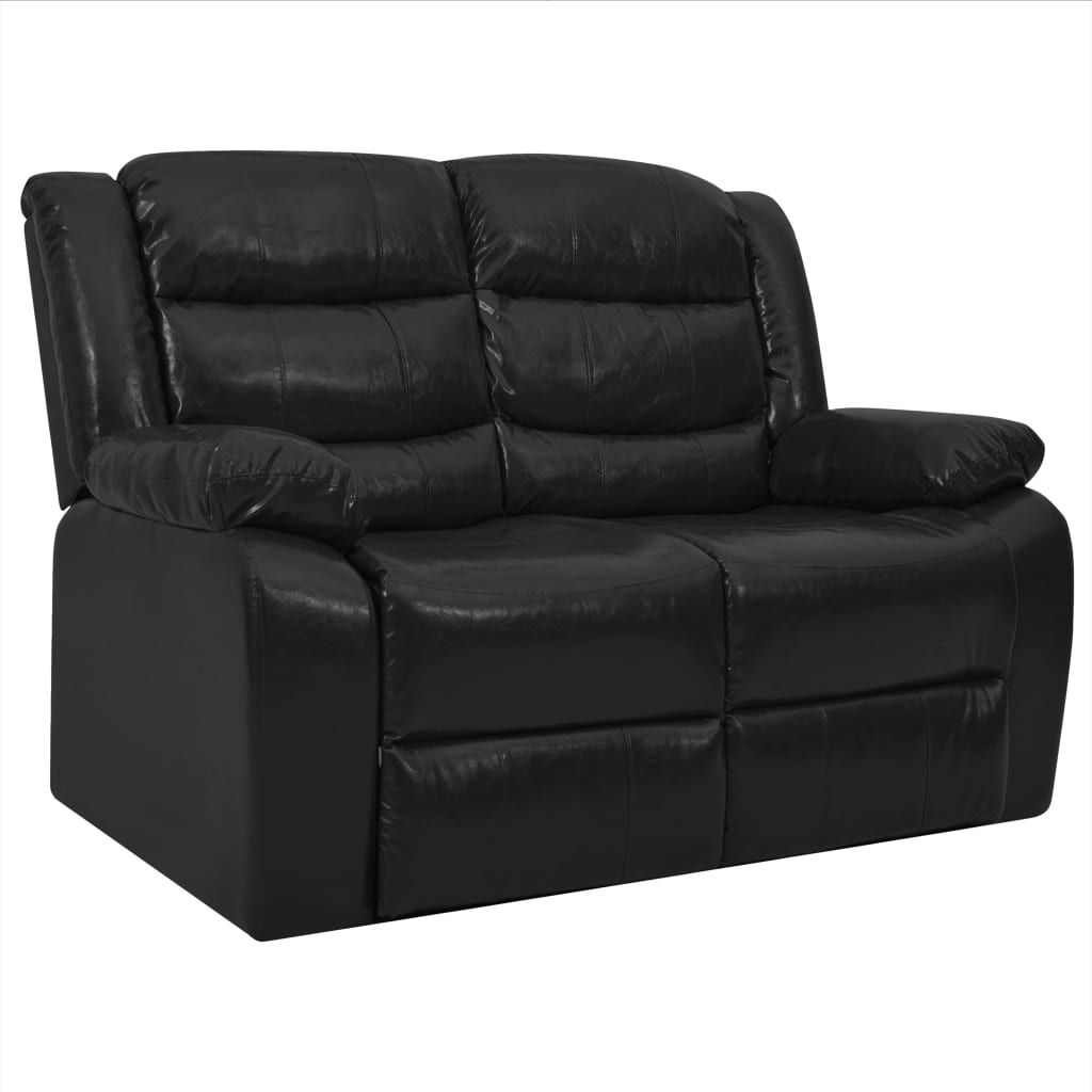 vidaXL Set canapea rabatabilă, 2 piese, negru, piele ecologică