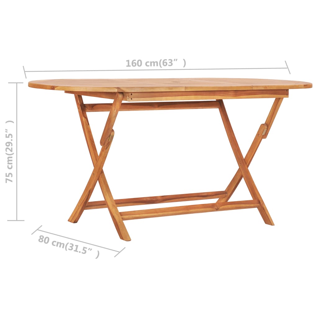 vidaXL Set mobilier de exterior pliabil, 9 piese, lemn masiv de tec