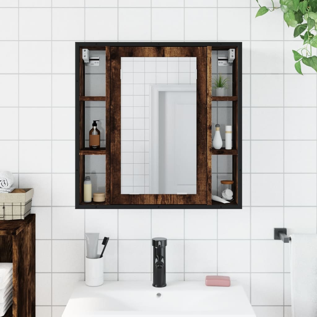 vidaXL Dulap baie cu oglindă stejar fumuriu 60x16x60 cm lemn compozit