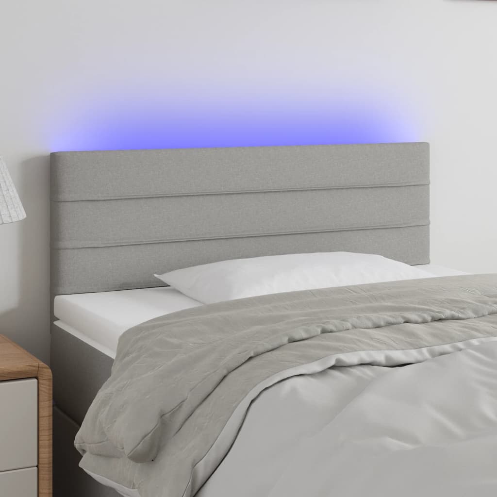 vidaXL Tăblie de pat cu LED, gri deschis, 80x5x78/88 cm, textil