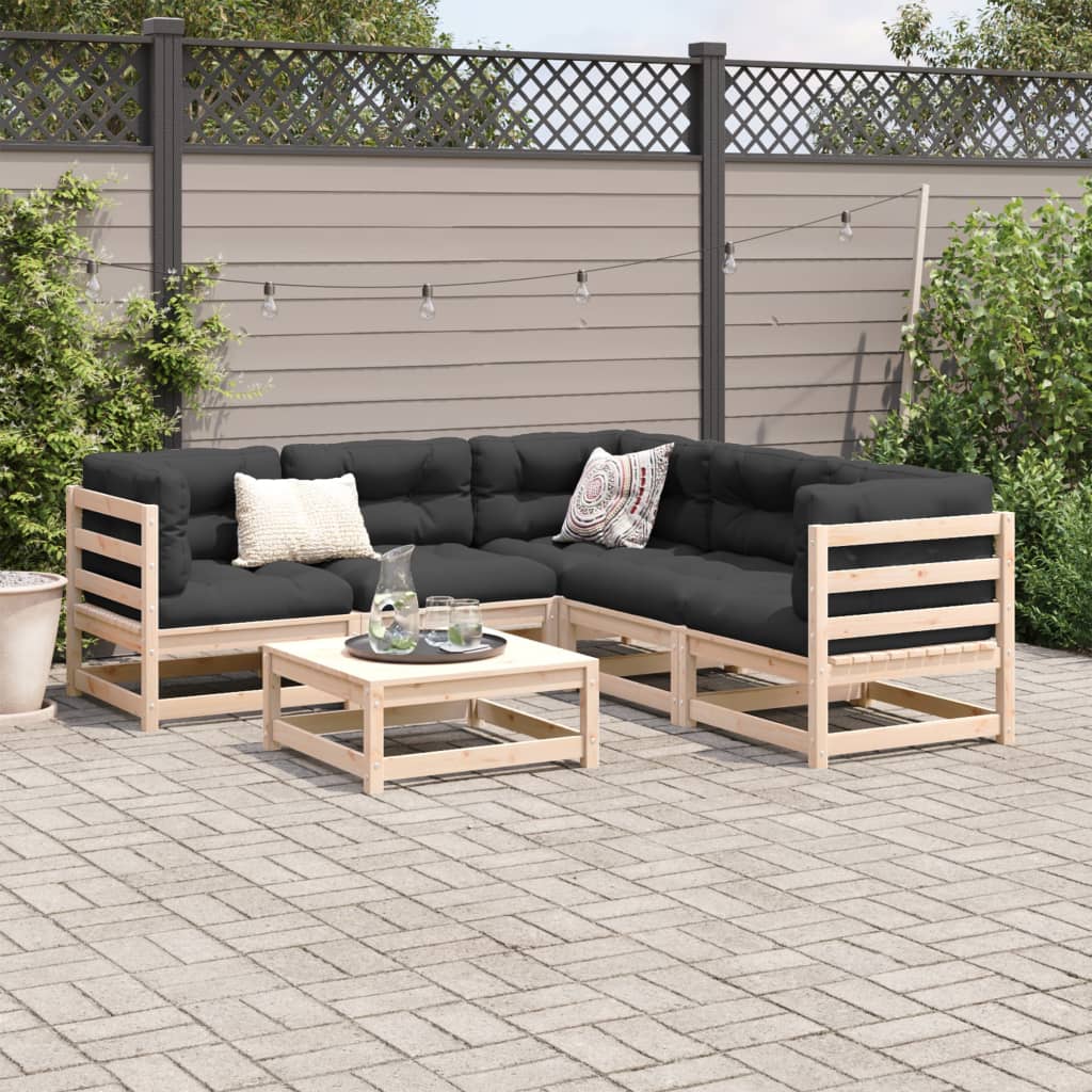 vidaXL Set canapele de grădină cu perne, 6 piese, lemn masiv de pin