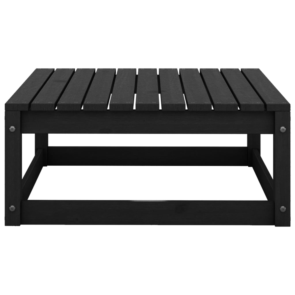 vidaXL Set mobilier de grădină, 11 piese, negru lemn masiv pin