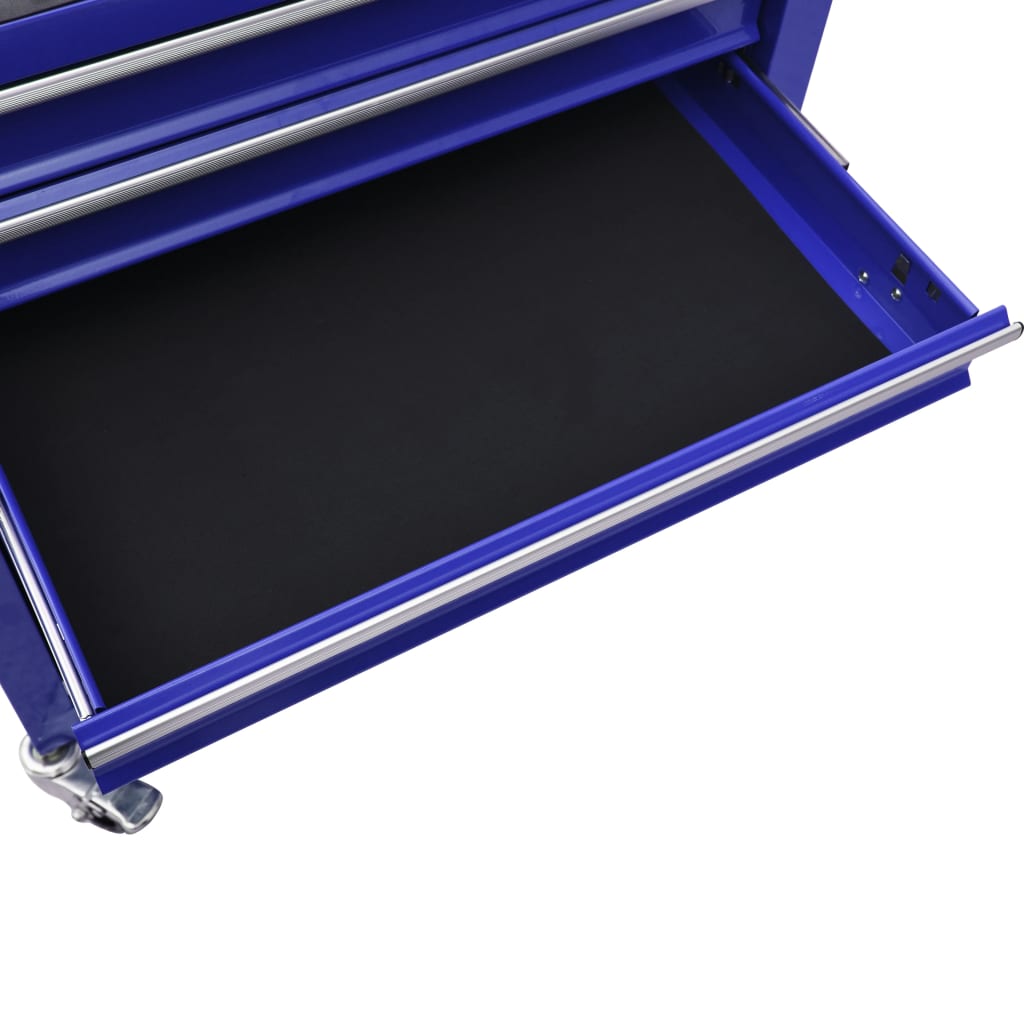 vidaXL Cărucior de scule cu 4 sertare, albastru, oțel