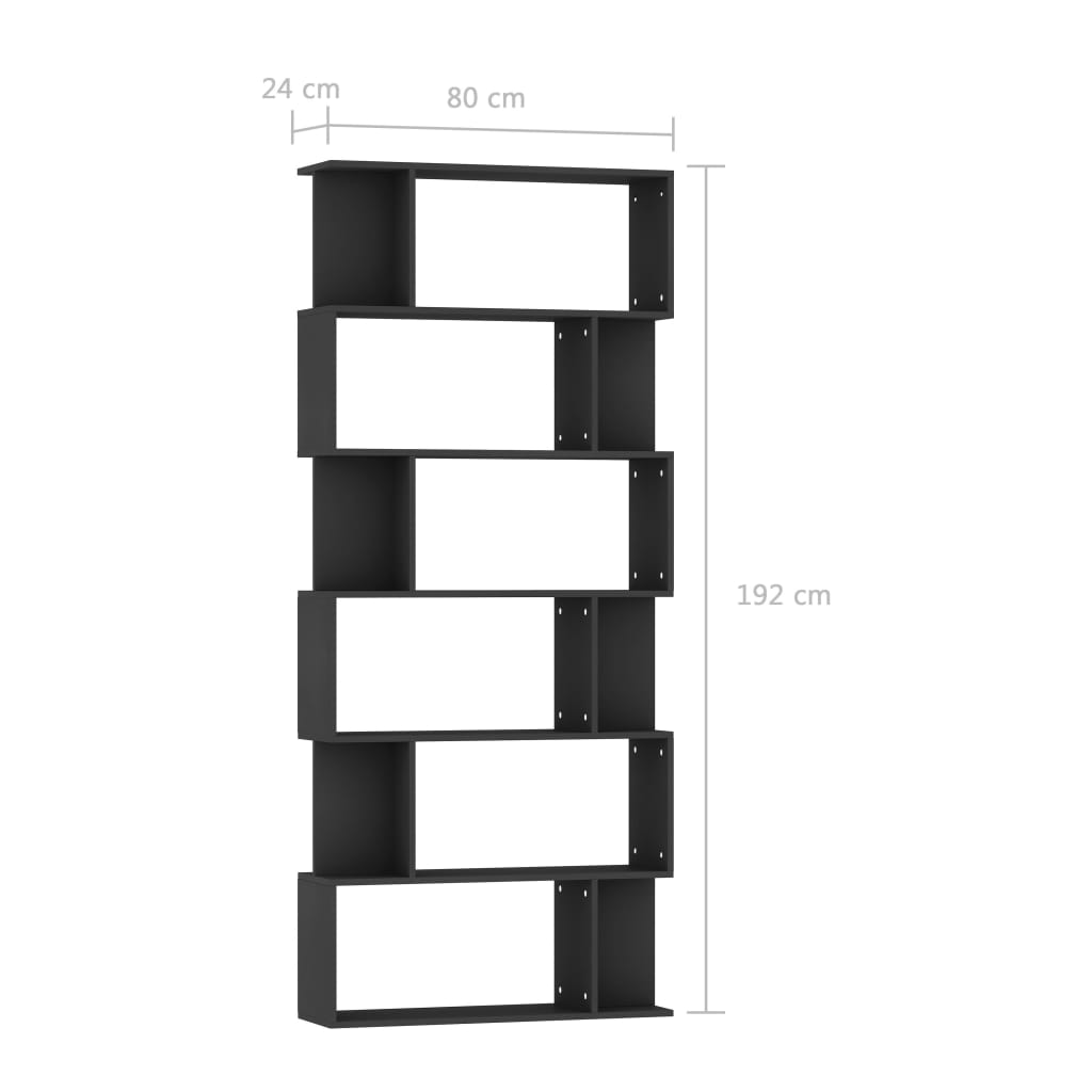 vidaXL Bibliotecă/Separator cameră, negru, 80 x 24 x 192 cm, PAL