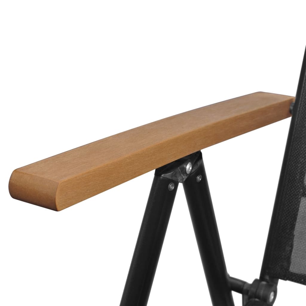 vidaXL Set mobilier exterior, scaune pliante, 9 piese, negru, aluminiu