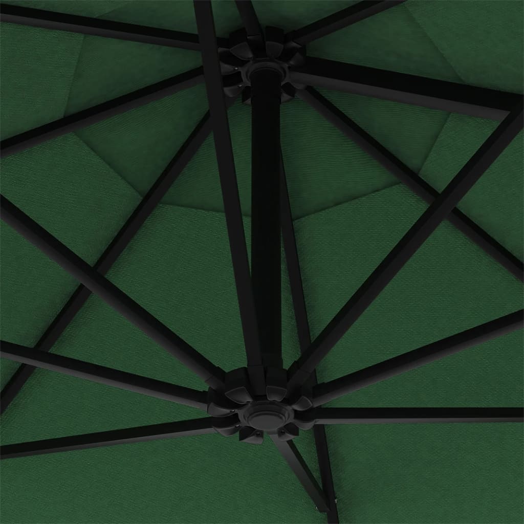 vidaXL Umbrelă soare, montaj pe perete, tijă metalică, verde, 300 cm