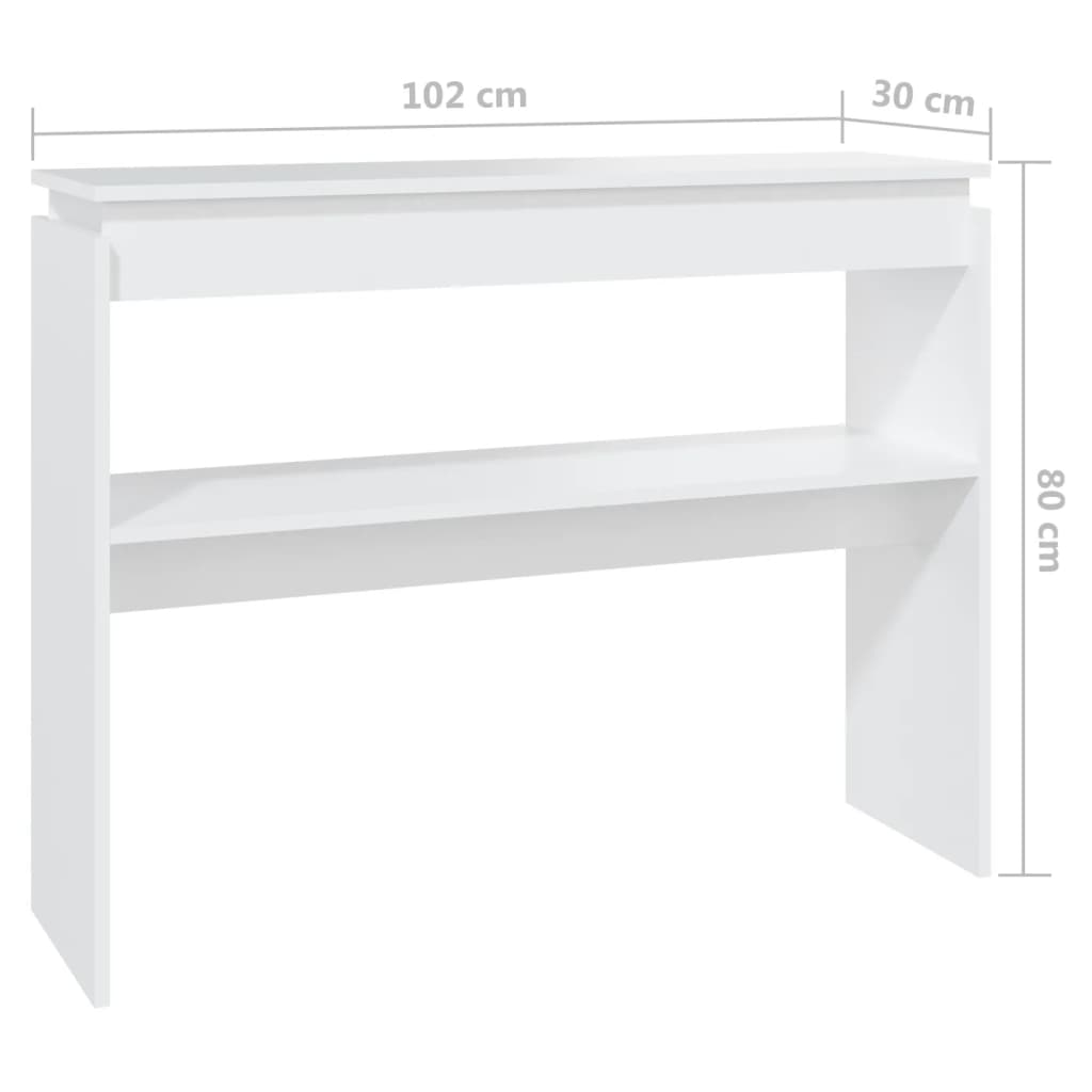 vidaXL Masă consolă, alb, 102x30x80 cm, PAL