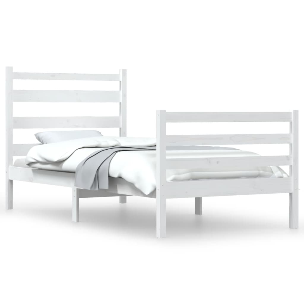 vidaXL Cadru de pat, 100x200 cm, lemn masiv de pin, alb