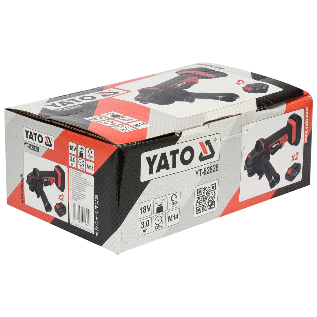 YATO Set polizor unghiular cu baterii Li-Ion 2x3,0Ah 18V, 125 mm