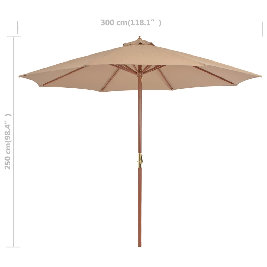vidaXL Umbrelă soare de exterior, stâlp metalic, 300 cm, gri taupe