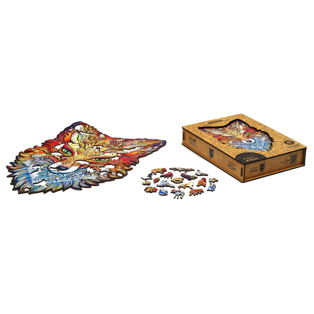 UNIDRAGON Puzzle din lemn 308 piese Fiery Fox, King size, 27x40 cm
