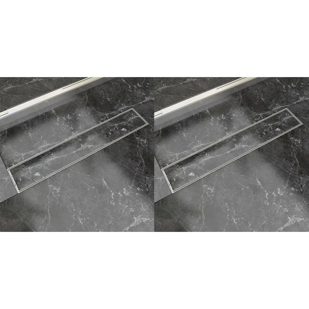 vidaXL Rigolă liniară de duș 2 buc., 630 x 140 mm, oțel inoxidabil
