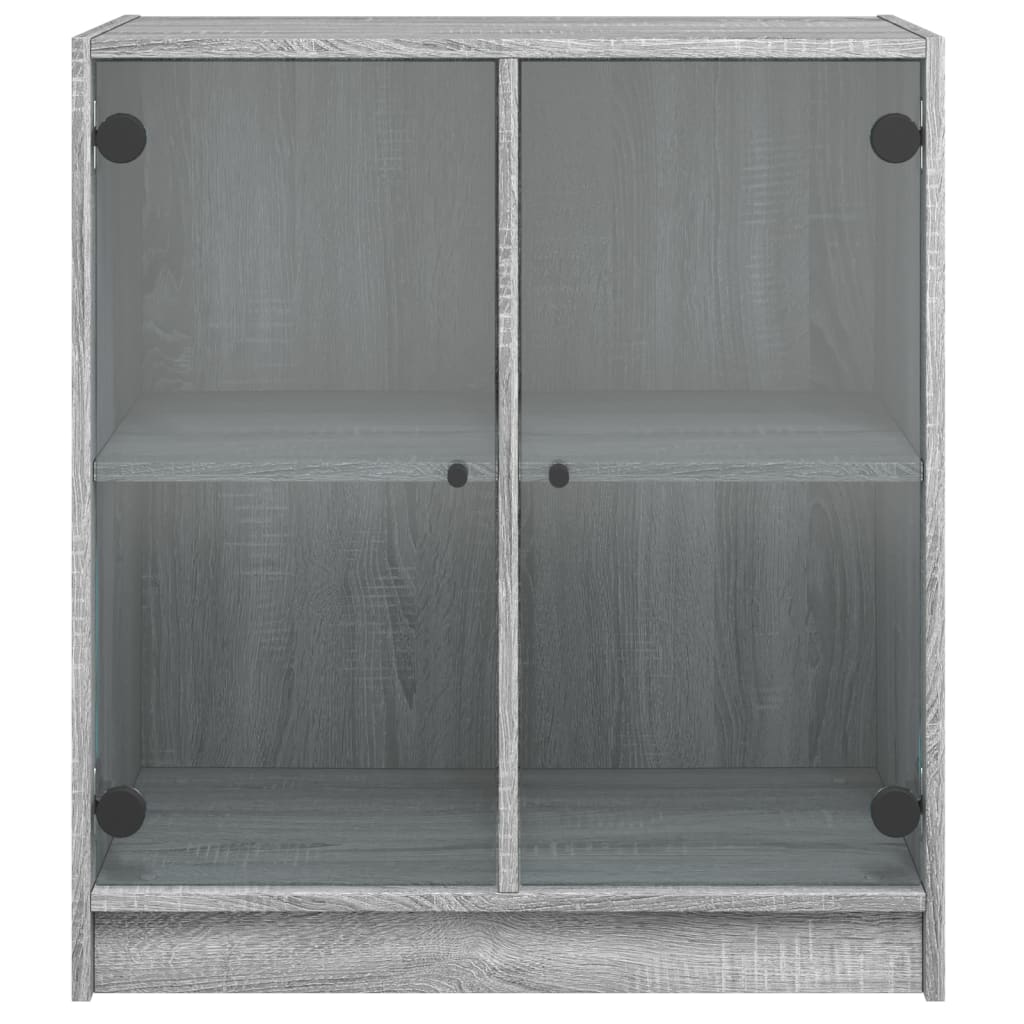 vidaXL Dulap lateral cu uși din sticlă, gri sonoma, 68x37x75,5 cm