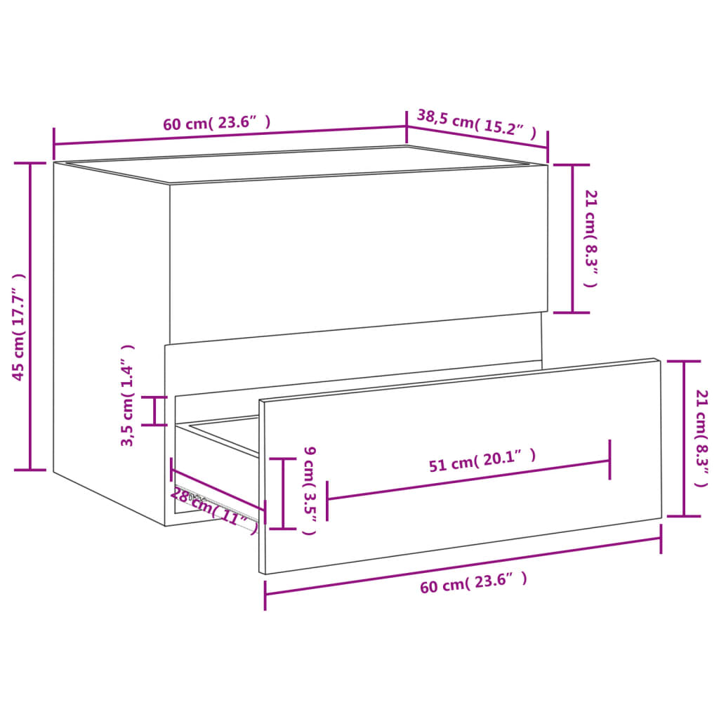 vidaXL Dulap de chiuvetă, stejar sonoma, 60 x 38,5 x 45 cm, PAL