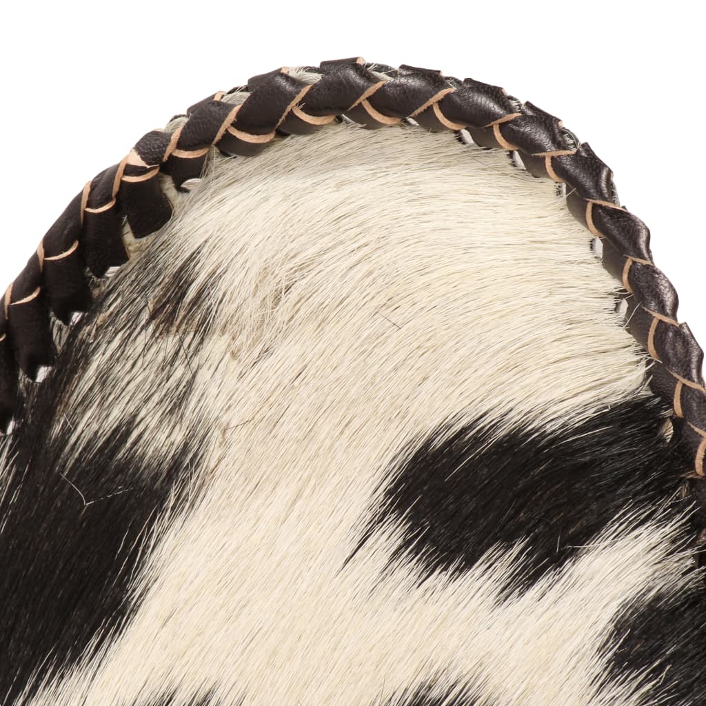vidaXL Scaun fluture, negru și alb, piele naturală de capră