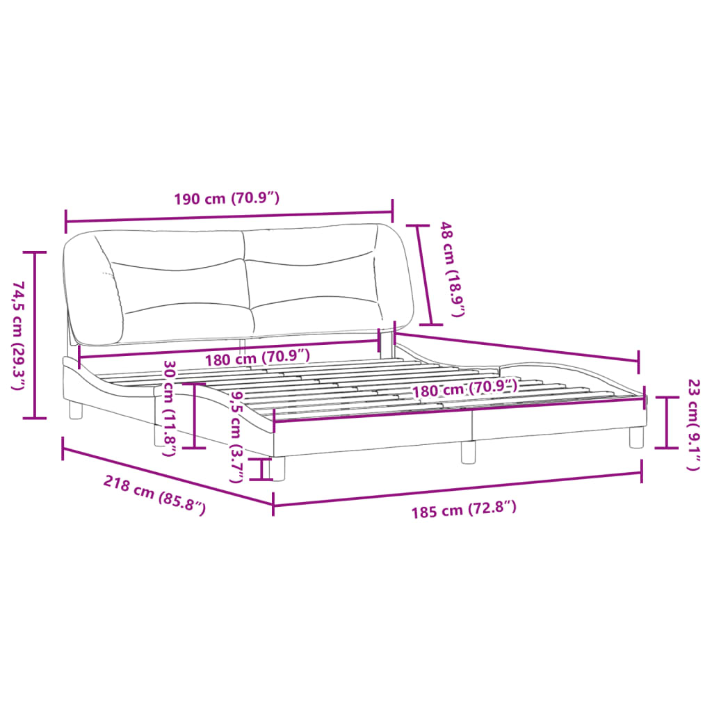 vidaXL Cadru de pat cu tăblie, crem, 180x200 cm, textil