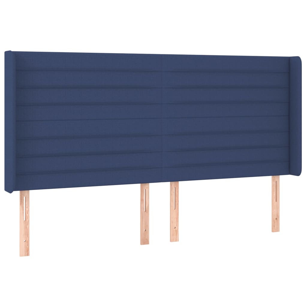 vidaXL Tăblie de pat cu aripioare, albastru, 183x16x118/128 cm, textil