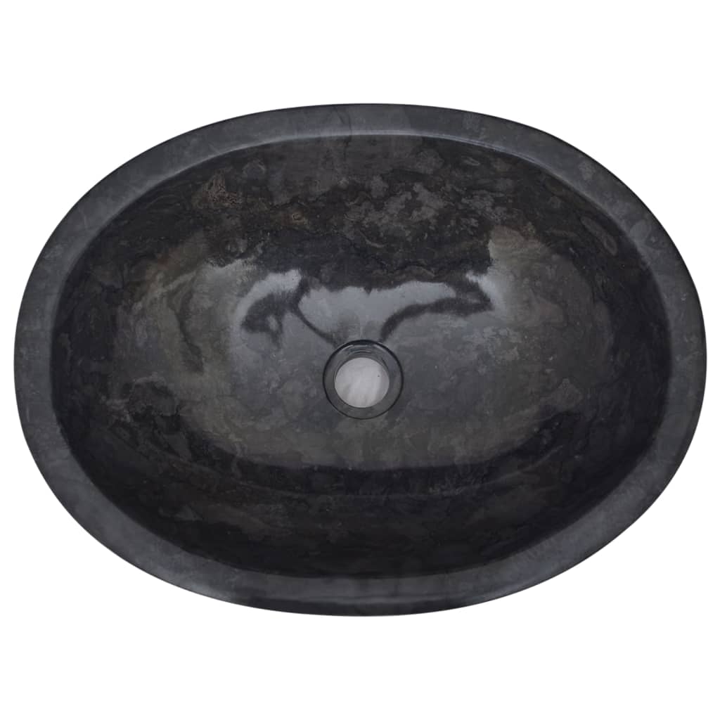 vidaXL Chiuvetă, negru, 53x40x15 cm, marmură