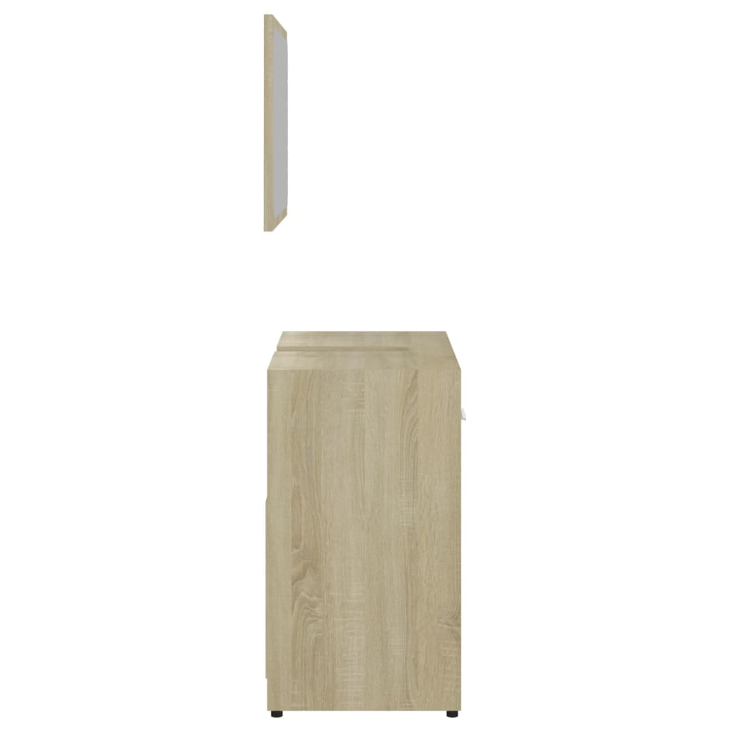 vidaXL Set de mobilier de baie, alb și stejar Sonoma, lemn prelucrat